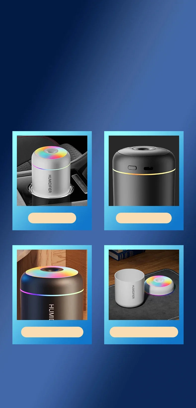 Mini Umidificador de Ar USB 180ml com Difusor de Aromas e Luz LED – Ideal para Casa, Quarto e Carro