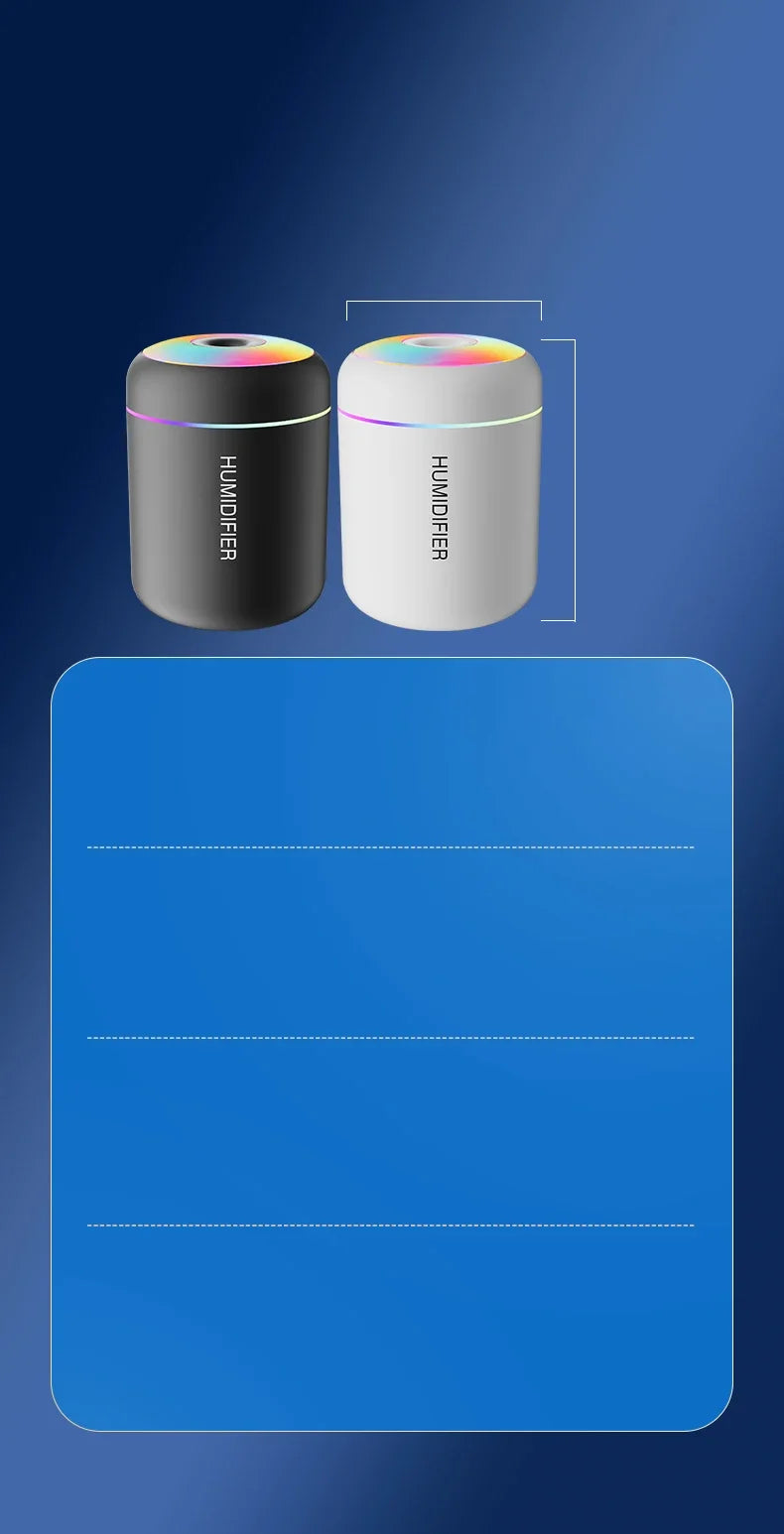 Mini Umidificador de Ar USB 180ml com Difusor de Aromas e Luz LED – Ideal para Casa, Quarto e Carro