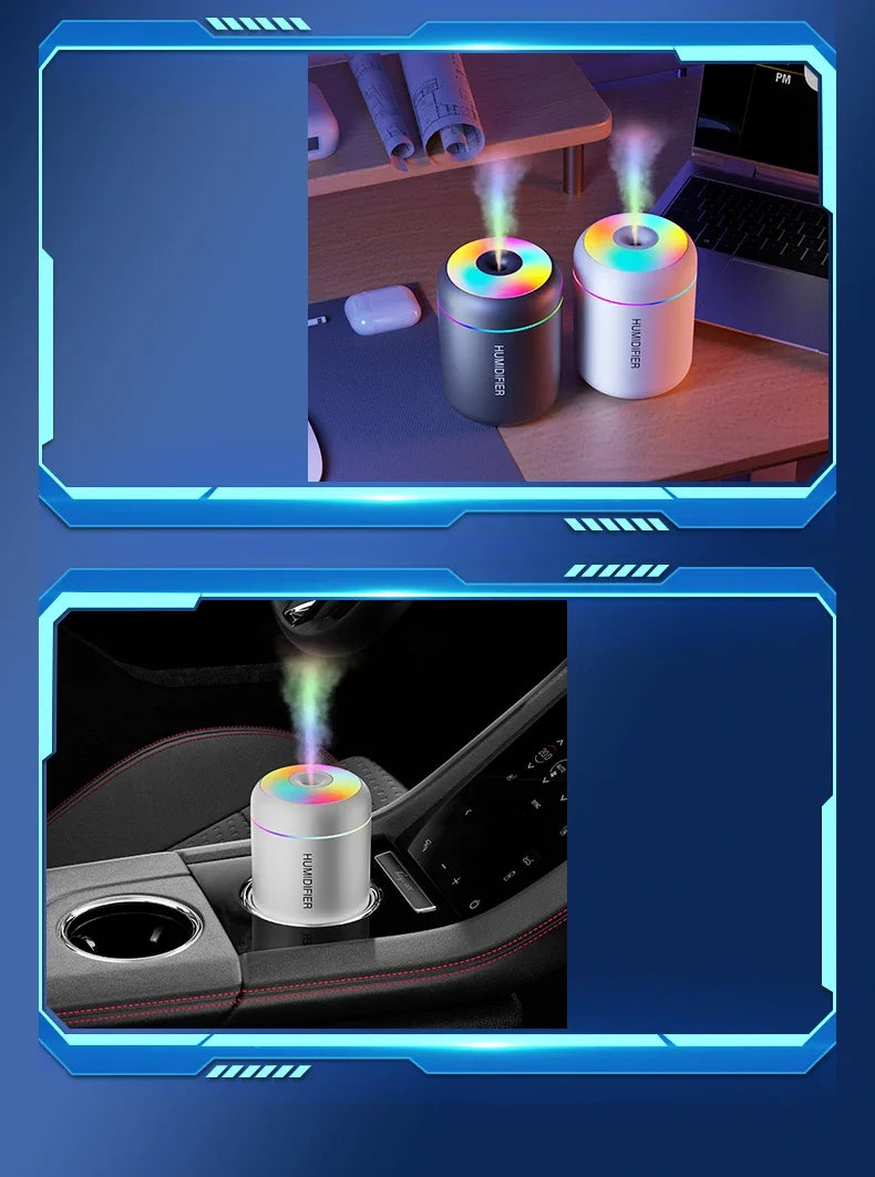 Mini Umidificador de Ar USB 180ml com Difusor de Aromas e Luz LED – Ideal para Casa, Quarto e Carro