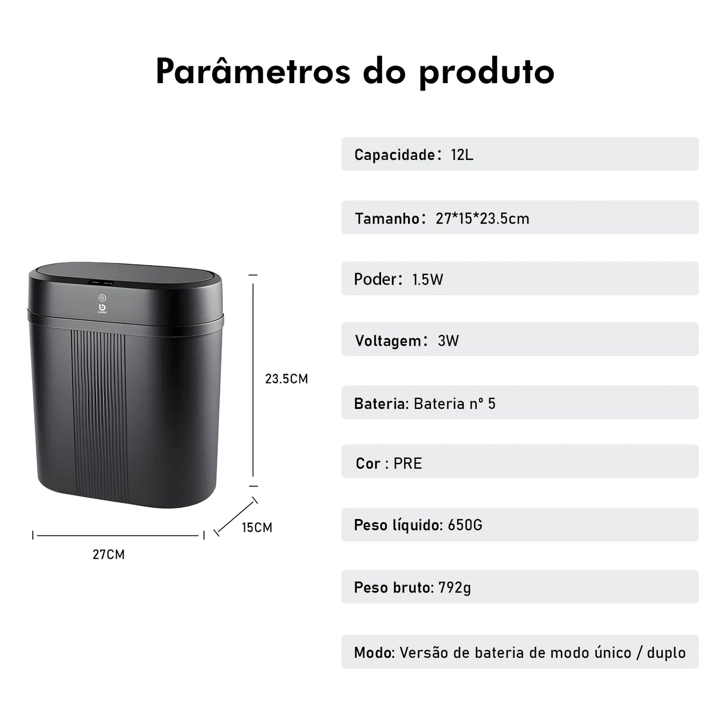 Lixeira Inteligente com Sensor Automático para Banheiro